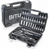 BITUXX Werkzeugkoffer 53 Tlg Knarrenkasten Ratschenkasten Nusskasten Stecknuss 1/4" Ratschen Set Inkl. Nüsse Und Adapter