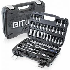 BITUXX Werkzeugkoffer 53 Tlg Knarrenkasten Ratschenkasten Nusskasten Stecknuss 1/4" Ratschen Set Inkl. Nüsse Und Adapter