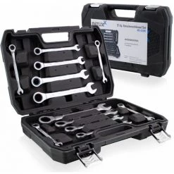 BITUXX 12tlg Ratschenschlüssel Set Ratschenringschlüssel Ratschen Ringschlüssel 6,7,8,9,10,11,12,13,14,15,17,19 Mm