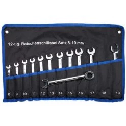 WHB TOOLS WHB Ring-RatschenschlÃ¼ssel-Satz 12-tlg In Rolltasche 8 Bis 19 Mm Umschaltbar