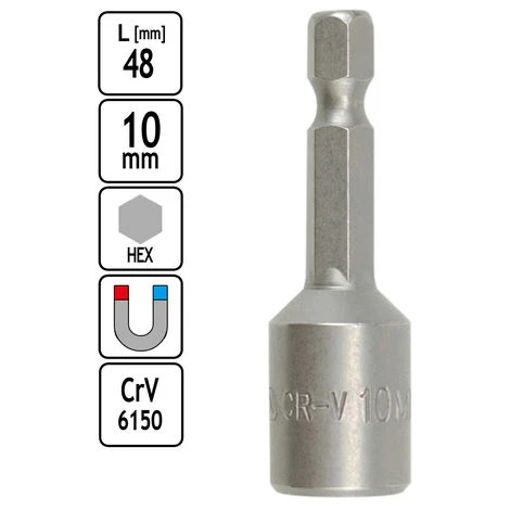 TOYA Steckschlüsseleinsatz 10 X 48 Mm Magnetisch 1/4" Steckschlüssel Adapter 4 TOYA Steckschlüsseleinsatz 10 X 48 Mm Magnetisch 1/4" Steckschlüssel Adapter – Bild 2