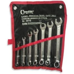 CONDOR 7-tlg. ZOLL Maul-Ringschlüssel Satz ZÖLLIG Ring Maulschlüssel Set Gabelschlüssel