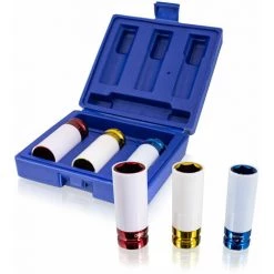 BITUXX 3 Tlg Schlagnuss Set Steckschlüssel Felgenschutznüsse Schonnüsse Schöneinsätze Nuss Kfz Radwechsel Pkw Für Schlagschrauber Oder Drehmomentschlüssel Aufnahme 1/2" (17 Mm / 19 Mm / 21 Mm)