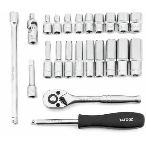 YATO Knarren-Kasten 23 Teilig Ratschenkasten 1/4 Zoll Knarre Ratsche Steckschlüssel-Satz 6 YATO Knarren-Kasten 23 Teilig Ratschenkasten 1/4 Zoll Knarre Ratsche Steckschlüssel-Satz – Bild 4