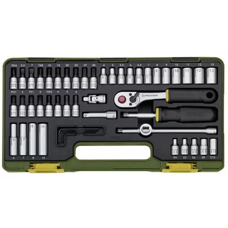 PROXXON 1/4 Steckschlüsselsatz Mit Knüppelratsche 50-tlg. 3 PROXXON 1/4 Steckschlüsselsatz Mit Knüppelratsche 50-tlg.