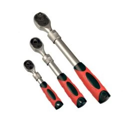 MS-WARENVERTRIEB 3-teiliges Set Teleskop Ratschen 1/2" + 3/8" + 1/4" In Kunststoffbox