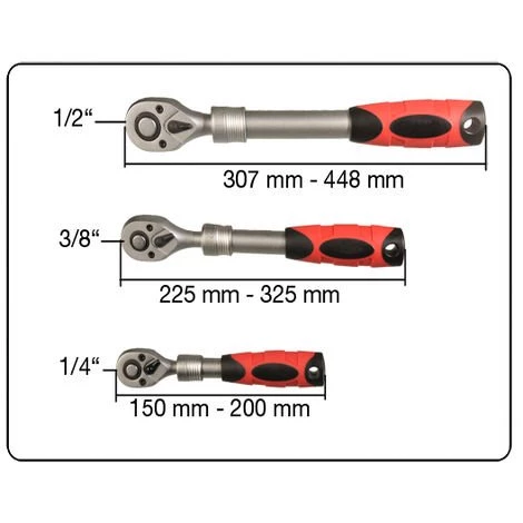 MS-WARENVERTRIEB 3-teiliges Set Teleskop Ratschen 1/2" + 3/8" + 1/4" In Kunststoffbox 4 MS-WARENVERTRIEB 3-teiliges Set Teleskop Ratschen 1/2" + 3/8" + 1/4" In Kunststoffbox – Bild 2