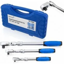 BITUXX 3 Tlg Teleskop Gelenk Ratschen 1/4 3/8 1/2 90° Knarre Ausziehbar Umschaltknarre Set