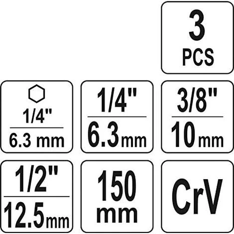 TOYA 3 Steckschlüssel-Adapter Sechskantaufnahme 1/4" 150 Mm 4 TOYA 3 Steckschlüssel-Adapter Sechskantaufnahme 1/4" 150 Mm – Bild 2