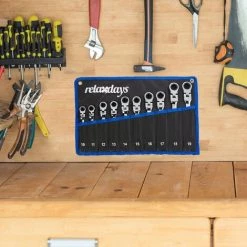 Relaxdays Schraubenschlüssel Set 10-teilig, Maul- & Ringschlüssel Mit Ratsche & Gelenk, 10-19 Mm, Mit Tasche, Schwarz -Schlüssel Shop 26840708 3