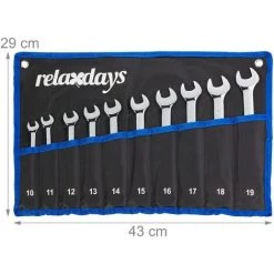 Relaxdays Schraubenschlüssel Set 10-teilig, Maul- & Ringschlüssel Mit Ratsche & Gelenk, 10-19 Mm, Mit Tasche, Schwarz -Schlüssel Shop 26840708 5