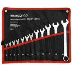 Monzana Schraubenschlüssel Satz Stahl Inkl. Rolltasche 12/25tlg. Werkstatt Maulschlüssel Ringschlüssel Set Werkzeug 2