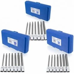 BITUXX 21 Tlg Innen 3/8" Torx Vielzahn XZN Sechskannt Nuss Satz Stecknuss Werkzeug Bitsatz Nüsse Extra Lang H3-H10 M4-M10 T25-T60