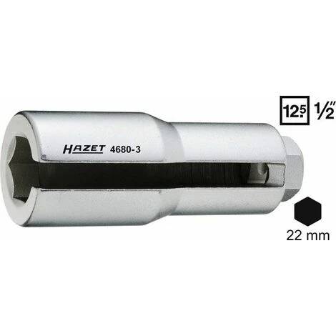 Hazet Lambda-Sonden-Einsatz - Vierkant Hohl 12,5 Mm (1/2 Zoll) - Außen-Sechskant Profil - Schlüsselweite: 22 - Gesamtlänge: 110 Mm - 4680-3 3 Hazet Lambda-Sonden-Einsatz - Vierkant Hohl 12,5 Mm (1/2 Zoll) - Außen-Sechskant Profil - Schlüsselweite: 22 - Gesamtlänge: 110 Mm - 4680-3