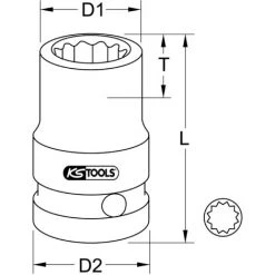 KSTOOLS® KS TOOLS 3/8" 12-kant-Kraft-Stecknuss, Kurz, 19mm -Schlüssel Shop 31265627 3
