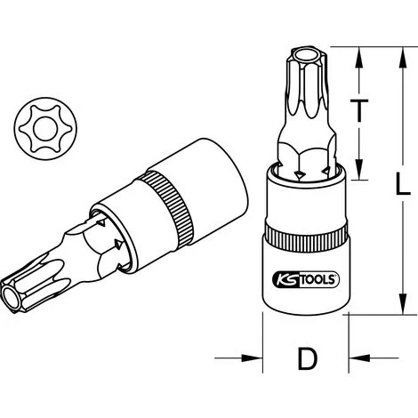 KSTOOLS® KS TOOLS 1/4" CHROMEplus Bit-Stecknuss Torx Mit Stirnlochbohrung,TB9 4 KSTOOLS® KS TOOLS 1/4" CHROMEplus Bit-Stecknuss Torx Mit Stirnlochbohrung,TB9 – Bild 2