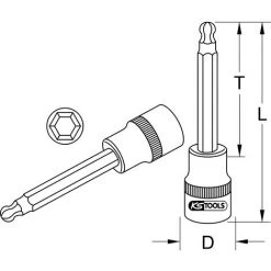 KSTOOLS® KS TOOLS 1/2" Bit-Stecknuss Innensechskant Mit Kugelkopf, Lang, 8 Mm, 200 Mm -Schlüssel Shop 31271078 2