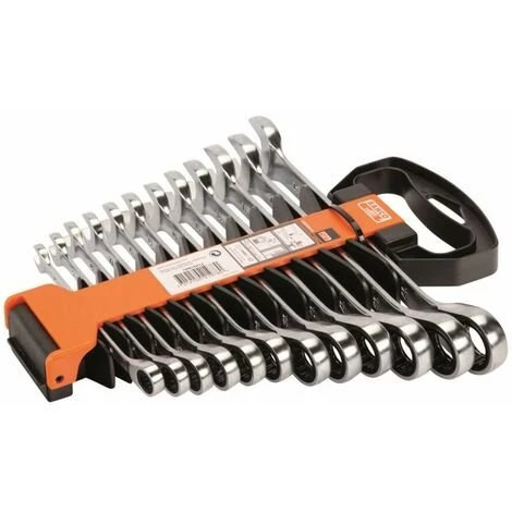 BAHCO Knarren-Ring-Maulschlüssel-Satz. 12-Tlg. Im Kunststoffhalter 3 BAHCO Knarren-Ring-Maulschlüssel-Satz. 12-Tlg. Im Kunststoffhalter