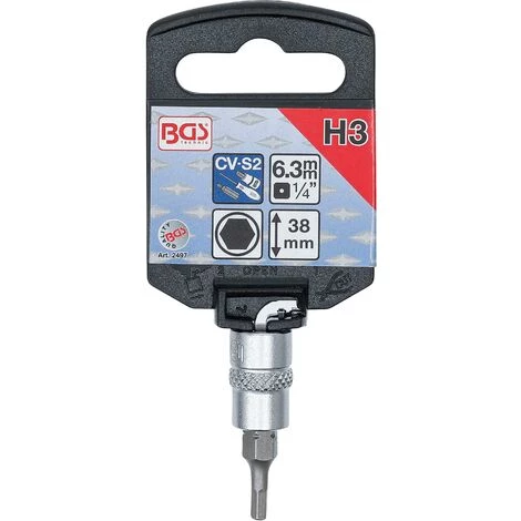 BGS Technic Bit-Einsatz | Antrieb Innenvierkant 6,3 Mm (1/4") | Innensechskant 3 Mm 4 BGS Technic Bit-Einsatz | Antrieb Innenvierkant 6,3 Mm (1/4") | Innensechskant 3 Mm – Bild 2