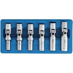 BGS Technic Universal Glühkerzen-Gelenkschlüssel-Satz, Sechskant | Antrieb Innenvierkant 10 Mm (3/8") | SW 8 - 16 Mm | 6-tlg.