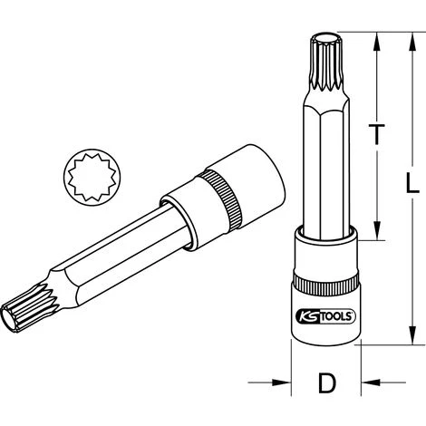 KSTOOLS® KS TOOLS 1/2" Bit-Stecknuss XZN, M9, 110 Mm 4 KSTOOLS® KS TOOLS 1/2" Bit-Stecknuss XZN, M9, 110 Mm – Bild 2