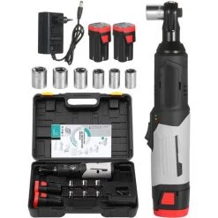 HAPPYSHOPPING Lithium-Batterie-Ratschenschlüssel Lithium-Batterie-wiederaufladbarer Schraubenschlüssel, Rechtwinkliger, Verbesserter Europäischer Standard,Zwei Batterien Und Eine Ladung - Zwei Batterien Und Eine Ladung