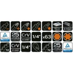 NEO TOOLS 63 Tlg. Stecknuss- Und Bit-Set 1/4" -Schlüssel Shop 37349240 5