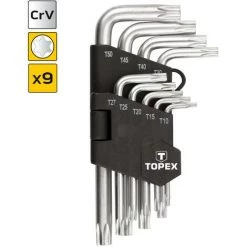 TOPEX 9 Tlg. Innensechsrund-Winkelschlüssel Kurz