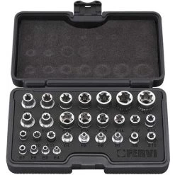 STECKSCHLÜSSEL-SATZ NUSS KASTEN TORX NÜSSE 28 TLG 1/4" 3/8" 1/2" FERVI 0195