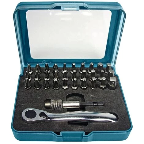 32-tlg. Bit-Set Mit Ratsche Silbern Makita 3 32-tlg. Bit-Set Mit Ratsche Silbern Makita