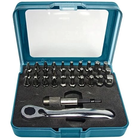 32-tlg. Bit-Set Mit Ratsche Silbern Makita 4 32-tlg. Bit-Set Mit Ratsche Silbern Makita – Bild 2
