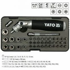 YATO Ratschen Seckschlüssel Schraubendreher Satz Mit Gelenk Ratsche 42 Tlg