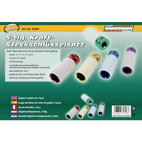 BRÜDER MANNESMANN Brüder Mannesmann Steckschlüsselsatz 1/2" 5teilig M19485 4 BRÜDER MANNESMANN Brüder Mannesmann Steckschlüsselsatz 1/2" 5teilig M19485 – Bild 2