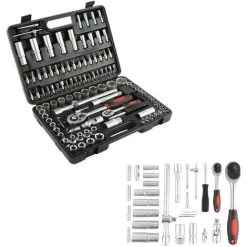 HALOYO Werkzeugkoffer 108tlg Knarren-/Nusskasten Steckschlüssel Ratschen