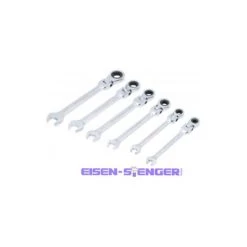 BGS TECHNIC Ratschenring-Maulschlüssel-Satz | Flexible Köpfe | Zollmaße | SW 1/4 - 9/16 | 6-tlg.