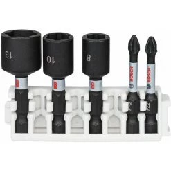 Bosch Professional 5 Tlg. Impact Control Schrauberbit Und Steckschlüssel Set (Pick And Click, Zubehör Schlagschrauber)