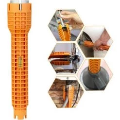 HIASDFLS Schlüssel Aluminiumlegierung Wasserhahn Anziehen Wasserhahn CLE A Waschbeckenschlüssel Multifunktionale Rutschfeste Multifunktionsmischer Einfach Zu Bedienen Für Home Küche Badezimmer Waschbecken Mischer - Orange