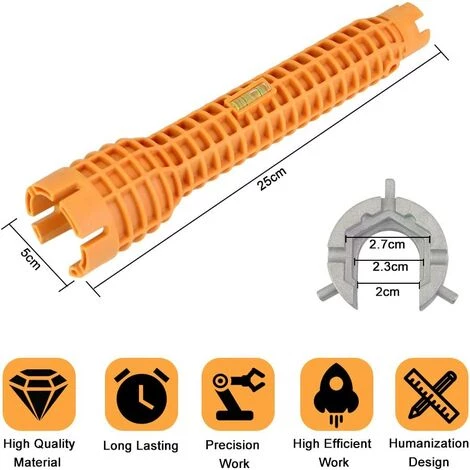 HIASDFLS Schlüssel Aluminiumlegierung Wasserhahn Anziehen Wasserhahn CLE A Waschbeckenschlüssel Multifunktionale Rutschfeste Multifunktionsmischer Einfach Zu Bedienen Für Home Küche Badezimmer Waschbecken Mischer - Orange 6 HIASDFLS Schlüssel Aluminiumlegierung Wasserhahn Anziehen Wasserhahn CLE A Waschbeckenschlüssel Multifunktionale Rutschfeste Multifunktionsmischer Einfach Zu Bedienen Für Home Küche Badezimmer Waschbecken Mischer - Orange – Bild 4