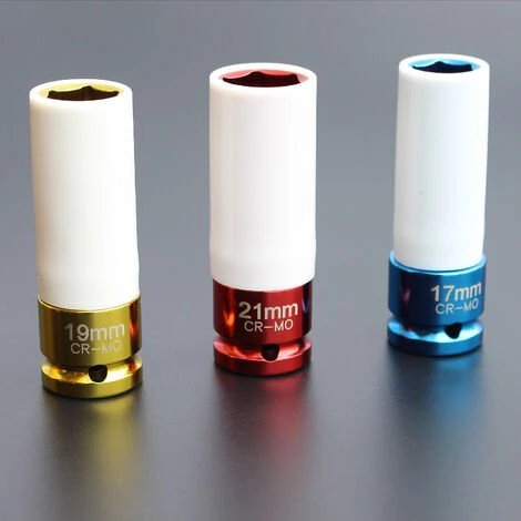 SWANEW 3tlg Kraft Schoneinsätze Steckschlüssel Schlagschrauber Nüsse Alufelgen Nuss Set 1/2"17-19-21mm - Rot 6 SWANEW 3tlg Kraft Schoneinsätze Steckschlüssel Schlagschrauber Nüsse Alufelgen Nuss Set 1/2"17-19-21mm - Rot – Bild 4