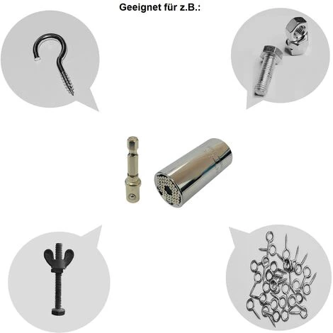 HRB Steckschlüssel 7-19 Mm, Universal Nuss Der Marke HRB, Multinuss Mit Adapter 4 HRB Steckschlüssel 7-19 Mm, Universal Nuss Der Marke HRB, Multinuss Mit Adapter – Bild 2