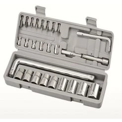 BENOBBY KIDS 26-teiliger Steckschlüsselsatz, 1/4 Zoll Und 3/8 Zoll Kleiner Steckschlüsselsatz, 3/8 Zoll Ratschenschlüssel, Verlängerung, Schwenkgriff Und Adapter, Maschinenwerkzeugsatz Mit Werkzeugkasten Für Reparatur, Metrisch Und SAE