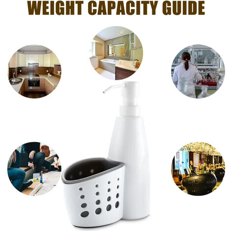 LIFCAUSAL Badezimmer-Seifenspender Mit Schwammhalter, Küchenspüle, Arbeitsplatte, Flüssigseifenspender, Pumpflaschen-Caddy Mit Aufbewahrungsfächern, 400 Ml 4 LIFCAUSAL Badezimmer-Seifenspender Mit Schwammhalter, Küchenspüle, Arbeitsplatte, Flüssigseifenspender, Pumpflaschen-Caddy Mit Aufbewahrungsfächern, 400 Ml – Bild 2