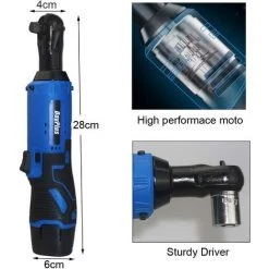 DAY PLUS Elektrische Ratschenschlüssel 12V 3/8 Zoll Akku Ratschenschlüsse Mit 2 X 1500mAh Akku, Ratschenschlüsselset Drehmoment Gabelschlüssel Mit LED Licht, 7 Steckdosen, Vorwärts Und Rückwärts -Schlüssel Shop 58204200 4