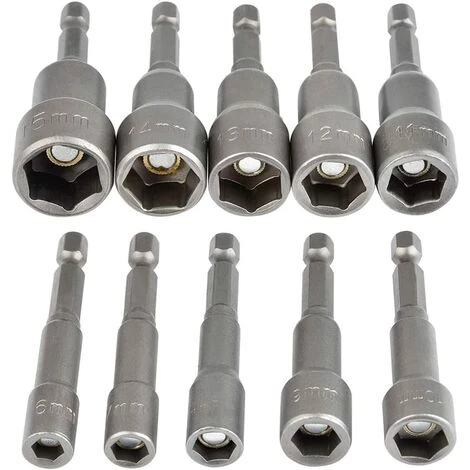 TINOR 10-teiliges Magnetisches Sechskant-Steckschlüssel-Set 6-15 Mm Schlagschrauber, Magnetisches Sechskant-Steckschlüssel-Set Magnetisches 1/4-Sechskant-Steckschlüssel-Adapter-Werkzeug 3 TINOR 10-teiliges Magnetisches Sechskant-Steckschlüssel-Set 6-15 Mm Schlagschrauber, Magnetisches Sechskant-Steckschlüssel-Set Magnetisches 1/4-Sechskant-Steckschlüssel-Adapter-Werkzeug
