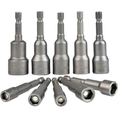 TINOR 10-teiliges Magnetisches Sechskant-Steckschlüssel-Set 6-15 Mm Schlagschrauber, Magnetisches Sechskant-Steckschlüssel-Set Magnetisches 1/4-Sechskant-Steckschlüssel-Adapter-Werkzeug 4 TINOR 10-teiliges Magnetisches Sechskant-Steckschlüssel-Set 6-15 Mm Schlagschrauber, Magnetisches Sechskant-Steckschlüssel-Set Magnetisches 1/4-Sechskant-Steckschlüssel-Adapter-Werkzeug – Bild 2