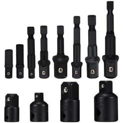ILOVEMILAN Stecknuss-Adapter-Konverter-Set, 8-teilig, Sechskantschaft-Bohrer, Nussschlüssel, Stecknuss-Verlängerungs-Adapter-Bit-Set, Set Mit 4 Reduzieradaptern (schwarz)