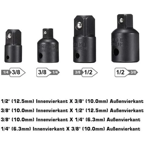 ILOVEMILAN Stecknuss-Adapter-Konverter-Set, 8-teilig, Sechskantschaft-Bohrer, Nussschlüssel, Stecknuss-Verlängerungs-Adapter-Bit-Set, Set Mit 4 Reduzieradaptern (schwarz) 5 ILOVEMILAN Stecknuss-Adapter-Konverter-Set, 8-teilig, Sechskantschaft-Bohrer, Nussschlüssel, Stecknuss-Verlängerungs-Adapter-Bit-Set, Set Mit 4 Reduzieradaptern (schwarz) – Bild 3