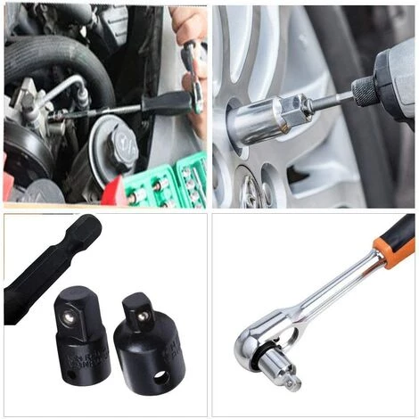 ILOVEMILAN Stecknuss-Adapter-Konverter-Set, 8-teilig, Sechskantschaft-Bohrer, Nussschlüssel, Stecknuss-Verlängerungs-Adapter-Bit-Set, Set Mit 4 Reduzieradaptern (schwarz) 6 ILOVEMILAN Stecknuss-Adapter-Konverter-Set, 8-teilig, Sechskantschaft-Bohrer, Nussschlüssel, Stecknuss-Verlängerungs-Adapter-Bit-Set, Set Mit 4 Reduzieradaptern (schwarz) – Bild 4