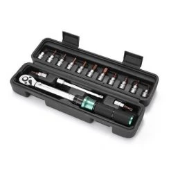 SUPERSELLER 1/4 Zoll 2-24N.m 15-teilig Hochpräziser Voreingestellter Drehmomentschlüssel-Bit-Satz Schnellauslöser Tragbarer Einstellbarer Drehmomentschlüssel-Satz Multifunktionale Hausmaschinen-Reparatur Fahrrad-Auto-Reparatur Mit Aufbewahrungsbox