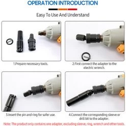 ASUPERMALL Elektrischer Schraubenschlüssel-Adapter 1/2-Zoll-Kohlenstoffstahl-Adapter 360 Grad Drehbarer Steckschlüssel-Adapter Für Ratschenschlüssel Und Elektrische Schraubenschlüssel - Schwarz 360 Grad